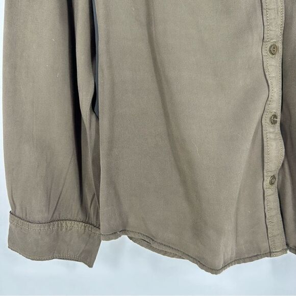 FAME FOREVER Women’s Olive Brown Button Down Long Sleeve Top Sz L - Picture 2 of 8
